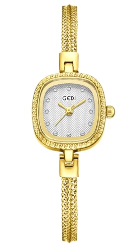 Montre carrée vintage femme FANMIS avec bracelet minimaliste doré en alliage
