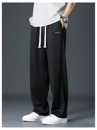 SHENHE Men's Casual Straight Leg Open Bottom Sweatpants Loose Lounge Sweat Pants with Pockets3