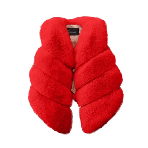 Girls Faux Fur Vest Coat Open Front Toddler Sleeveless Fuffy Gilet Outerwear Warm Winter Cute Waistcoat for 1-13 Years