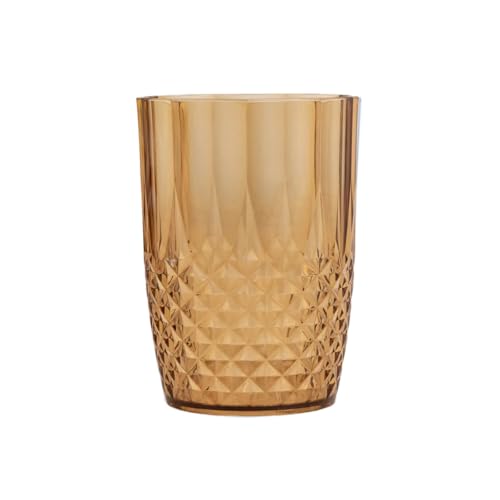 Balsa Circle 6 Crystal Amber Gold 16 oz Plastic Disposable Drinking Glasses Wedding Party Events Reception Catering Decorations Supplies