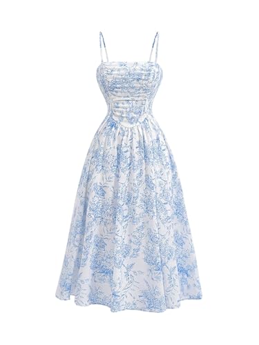Floerns Girl's Boho Floral Print Sleeveless Cami Dress Summer Midi Dresses