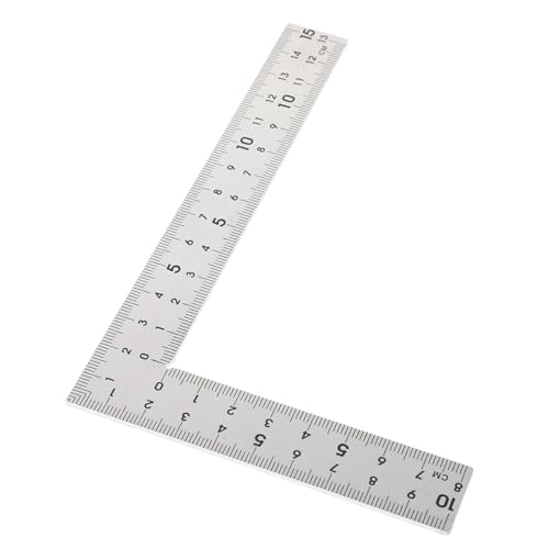 Mikikit 10x15cm Precision Square Ruler Metal Measuring Ruler for Woodworking Construction Projects
