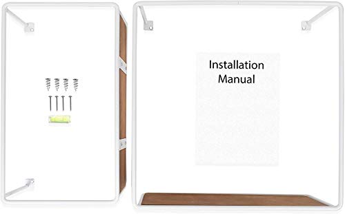 Wall Mounted Rustic Decor Iron And Wood Intersecting Cube Floating Shelves Wood Shadow Boxes Set Of 2 (White) #TOP5