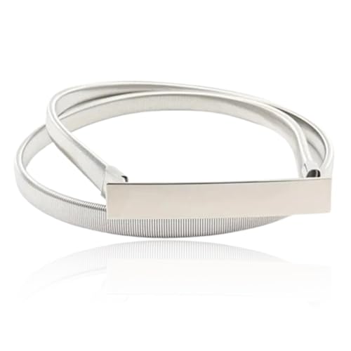 Cinturones ajustados de las hojas del metal de las mujeres Cinturón elástico, Cinturón Plata Mujer Fiesta, Cinturón Elástico Mujer Fino de Metal con Strass, para Vestidos y Ceremonias