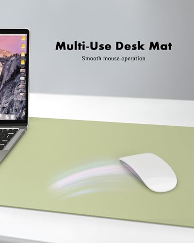 Image of YSAGi Double-Sided Desk Mat, 23.6 inchx13.7 inch Leather & Eco Cork Desk Protector, Large Mouse Pad & Writing Pad for Office /Home (Matcha Green /Cork)