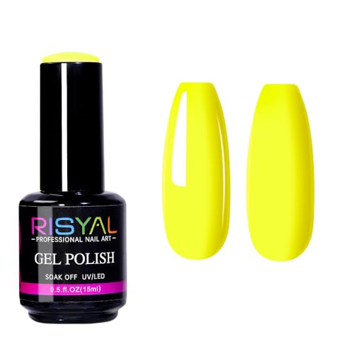 IMGDD 15ml Neon Yellow Gel Nail Polish,1 Pcs High Gloss Long Lasting Lemon Yellow Gel Polish, UV LED Soak-Off Nail Polish Gel for Manicure Salon DIY (#103, 15ml)