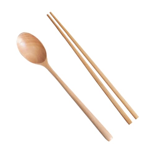 Cabilock 1Set Portable Wooden Tableware Set Chopsticks Spoon Kit for Home Camping Office Use Japanese Style Utensils for Convenient Dining Experience