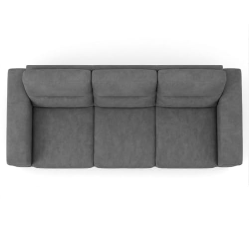 Image of FURNY Parker 3 Seater Fabric Sofa Set with Velvet Finish | Durable Comfort | Ideal for Living Room | Modern Design (Dark Gray)