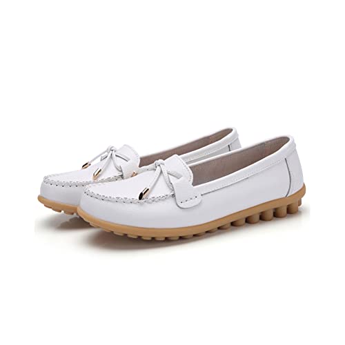 Image of Momuk Women's Penny Loafers Leather Driving Moccasins Slip On Boat Shoes Fashion Comfort Flats