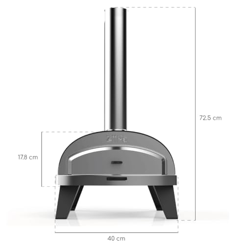 ZiiPa • Pellet-Pizzaofen • Piana • Kompakt und innovativ • Erhitzt in 20 Minuten • Schnelles Garen in 60 Sekunden • Rotierender feuerfester Cordieritstein Ø31,5 cm • Erhältlich in 4 Farben (Schiefer)