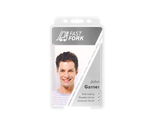 BioBadge Clear ID Card Holders Open-Faced for ID Badges, Portrait - Pack of 100