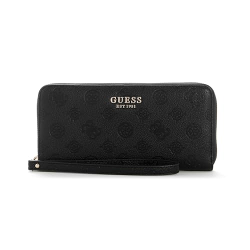 GUESS Porte-Monnaie Ella en simili cuir noir avec logo et fermeture zippée
