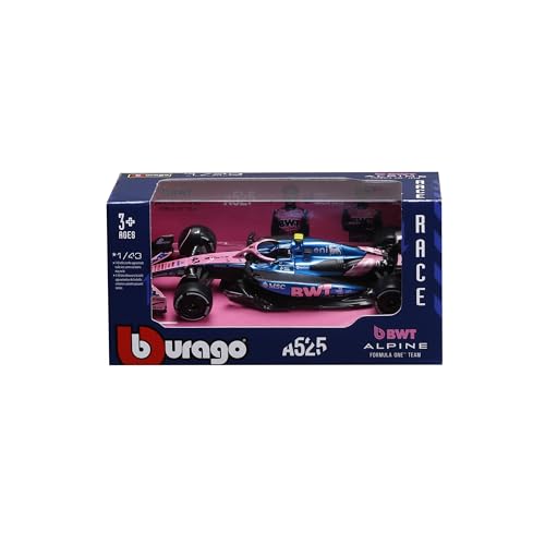 Bburago - F1 BWT Alpine A525 2025#43 Colapinto, Coche diecast a Escala 1:43 con Detalles realistas, réplica F1 Alpine, decoración Azul/Rosa, Licencia Oficial, Edad Recomendada 3+ años