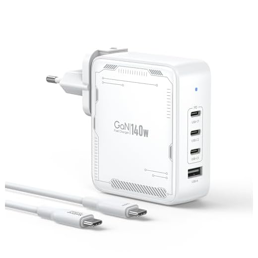 SELORE 140W USB C Ladegerät GaN 4-Port Schnellladegerät mit 2m 140W USB C auf USB C Kabel, PD 3.1 Netzteil für MacBook Pro/Air, iPhone 17/16/15, Samsung S25/S24, iPad, Laptop Ladegerät