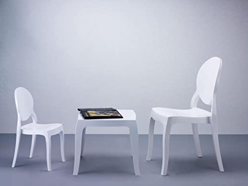 Compamia Queen Polycarbonate Patio Side Table In Glossy White, Commercial Grade #TOP7