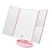 Produktbild WEILY beleuchtete Make-up-Spiegel Trifold Vanity Spiegel mit 1X / 2X / 3X Vergrößerung, natürliche LED-Nächte, Touchscreen, wiederaufladbare Spiegel (Rosa)