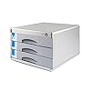 TUKA-i-AKUT TKD8601-3F Metalen ladebox, afsluitbaar met 3 vakken, A4, met tekstvelden, documentenopslag, opbergdoos, aluminiumlegering, robuust en stabiel
