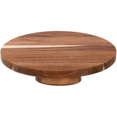 Polegas Round Acacia Wood Cake Stand for Party Wedding Baby Shower Tea Party (11.8 Inches) Cover
