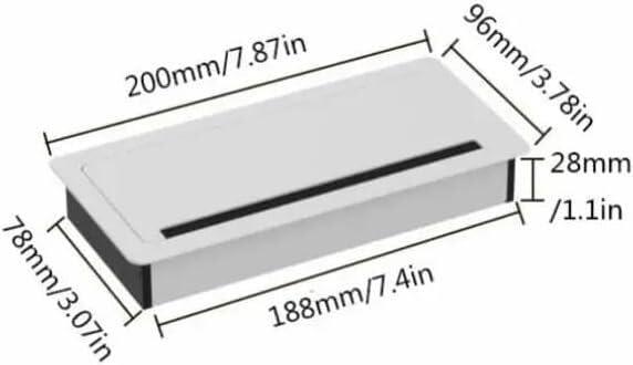 Desk Grommet,1PC Aluminum 200x96mm PC Office Table Hole Cover with Black Brush Cable Organizer.