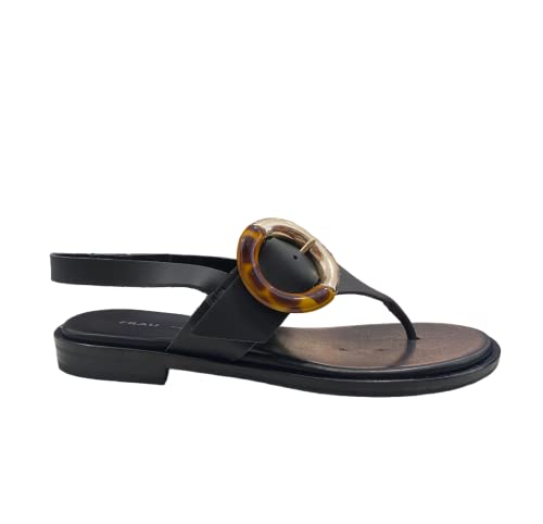 Sandales tongs femme cuir Frau 86T8 noir 36 EU avec boucle