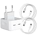 Produktbild iPhone Schnellladegerät, 35W USB C Ladegerät mit iPhone LadeKabel/USB C LadeKabel, Dual USB C Ladestecker mit USB C Schnellladekabel iPhone PD3.0 Netzteil für iPhone 14/13/12/11, Pad Pro/Air, Galaxy
