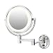 Jerdon HL65CD 8-Inch Lighted Direct Wire Wall Mount Makeup Mirror with 5x Magnification, Chrome Finish