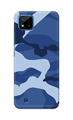 Image of Printed Hard Back Cover Case for Realme C20 | Realme C20A | Realme C11 2021 Back Cover (Army Blue Pattern) -1302