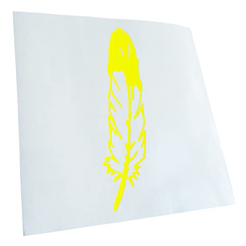 Kiwistar JDM Decal Racing - Adhesivo para el coche, portátil, bicicleta, camión, motocicleta, 24 x 7 cm, diseño de plumas, color amarillo neón