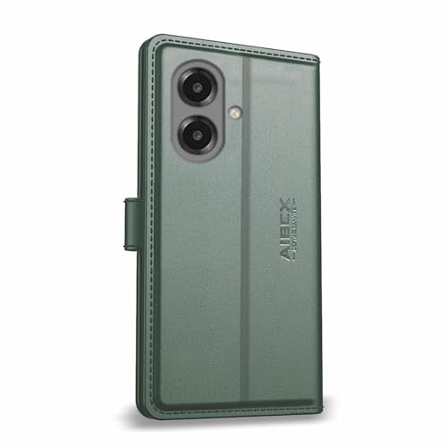 Image of AIBEX Compatible for Samsung A07 4G / Samsung M07 4G / Samsung F07 4G Flip Cover Leather Finish | Inside TPU with Card Pockets | Wallet Stand | Complete Protection Flip Case Green