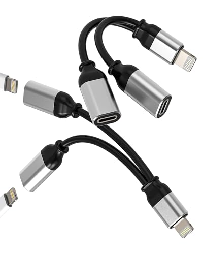 Lot de 2 adaptateurs Lightning pour iPhone Lightning 2 en 1 pour Apple MFI Aux Chargeur Rapide Audio Chargeur Rapide Accessoires pour 14 13 12 11 Pro Max 8 7 Plus X XS XR