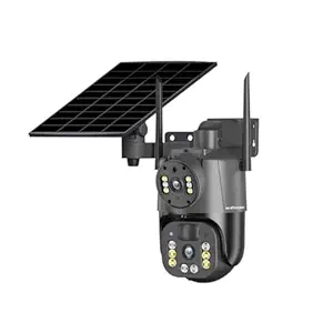 Hixecure 4MP(2MP+2MP) Dual Lens 4G Solar Camera Wireless Outdoor Security, Dual View, Motion Detection, Two Way Audio, Supported Alarm and Siren, Pan & Tilt Camera