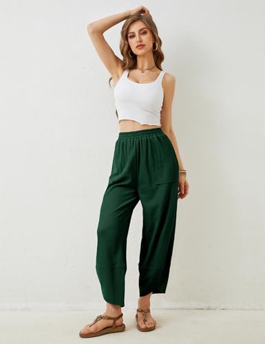 Image of Xiaoxuemeng Womens Baggy Wide Leg Pants Casual Elastic Waisted Palazzo Harem Pants with Pockets