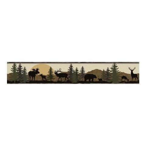 York Wallcoverings Lale Forest Lodge Scenic Silhouette Border, Browns Cover