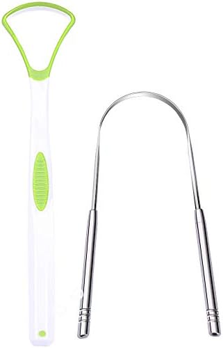 [Premium Set] 2PCS Tongue Scraper Cleaner, Oral Scrapers, Fresh Breath, Dirty Sweeper, Food Grade Stainless Steel, Health PP Material, Useful Cleaners (Green)