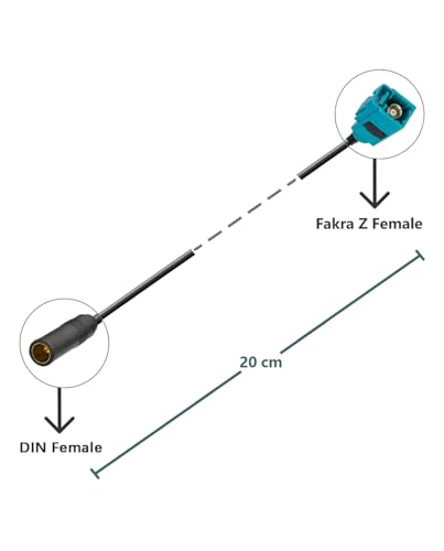 Image of Fakra Z Female to DIN Female Adapter Cable RG174 20CM /7.9IN for Car Radio Car Stereo FM AM Head Unit CD Media Player Receiver