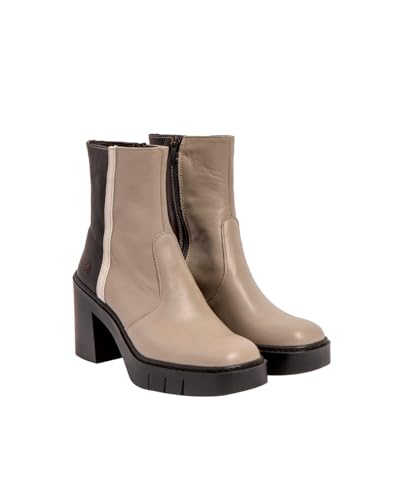 Bottine à talons ART 1974 chaussure cuir bicolore beige pour femme