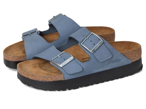 Birkenstock, Women, Arizona Platform Sandal - Nubuck, Stone Blue, 9-9.5, Narrow