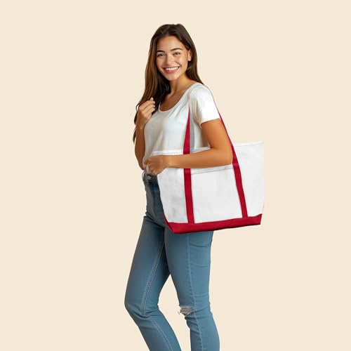 Image of DALIX 23 inch Premium 24 oz. Cotton Canvas Shopping Tote Bag