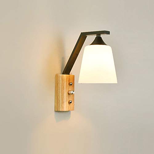 Lampe murale de lecture de chevet en bois et verre pour une ambiance de chambre cosy