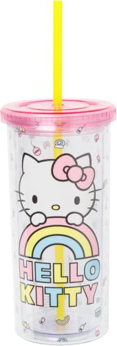 Image of Silver Buffalo Sanrio Hello Kitty Plastic Tall Cold Cup with Lid and Straw, 20 Ounces (Pack of 12)