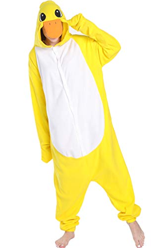 Markest Mameluco unisex para adultos y adolescentes, disfraz de pato amarillo, pijama de una pieza, Amarillo, M