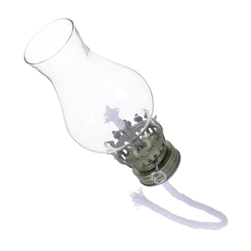 SWOOMEY 1set Vintage Glass Kerosene Lamp with Metal Wick Adjuster Classic Oil Lamp with Glass Cover for Home Decor Camping and Emergency Lighting