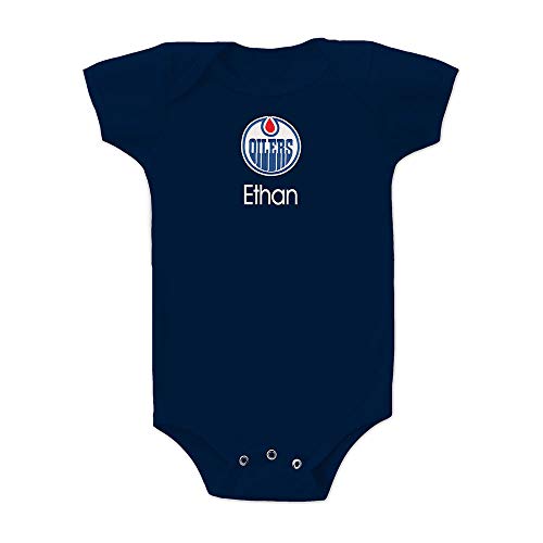 Designs By Chad and Jake Edmonton Oilers Personalized Baby Bodysuit (0-3 Months, Navy)