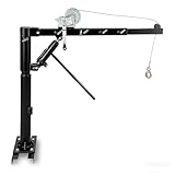 Garvee 1000 LBS Pickup Truck Crane, Hydraulic Hoist with Manual Winch, 360° Swivel, 4 Adjustable Boom, Heavy Duty Truck Bed Crane for Factory, Warehouse, Construction, Industrial Lifting - Black