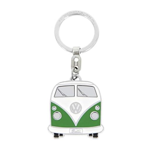 Brisa VW Collection - Volkswagen Furgoneta Hippie Bus T1 Van Llavero Vintage en una Caja de Regalo, Anillo de Llavero Retro, Accesorios del Coche como Idea de Regalo/Souvenir (Frente/Verde&Blanco)