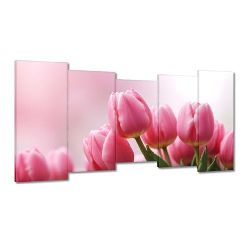 Peinture imprimée sur toile déco murale fleurie tulipes roses tableau salon 150 x 80 cm