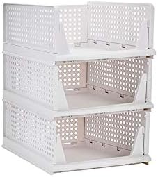 Ygapuzi 4Pack Stackable Clothes Storage Basket Organizer Sliding Cabinet Drawer Shelf DIY Divider Separator Desktop Container for Wardrobe Cupboard Kitchen Bathroom Office (White - 4Pack)