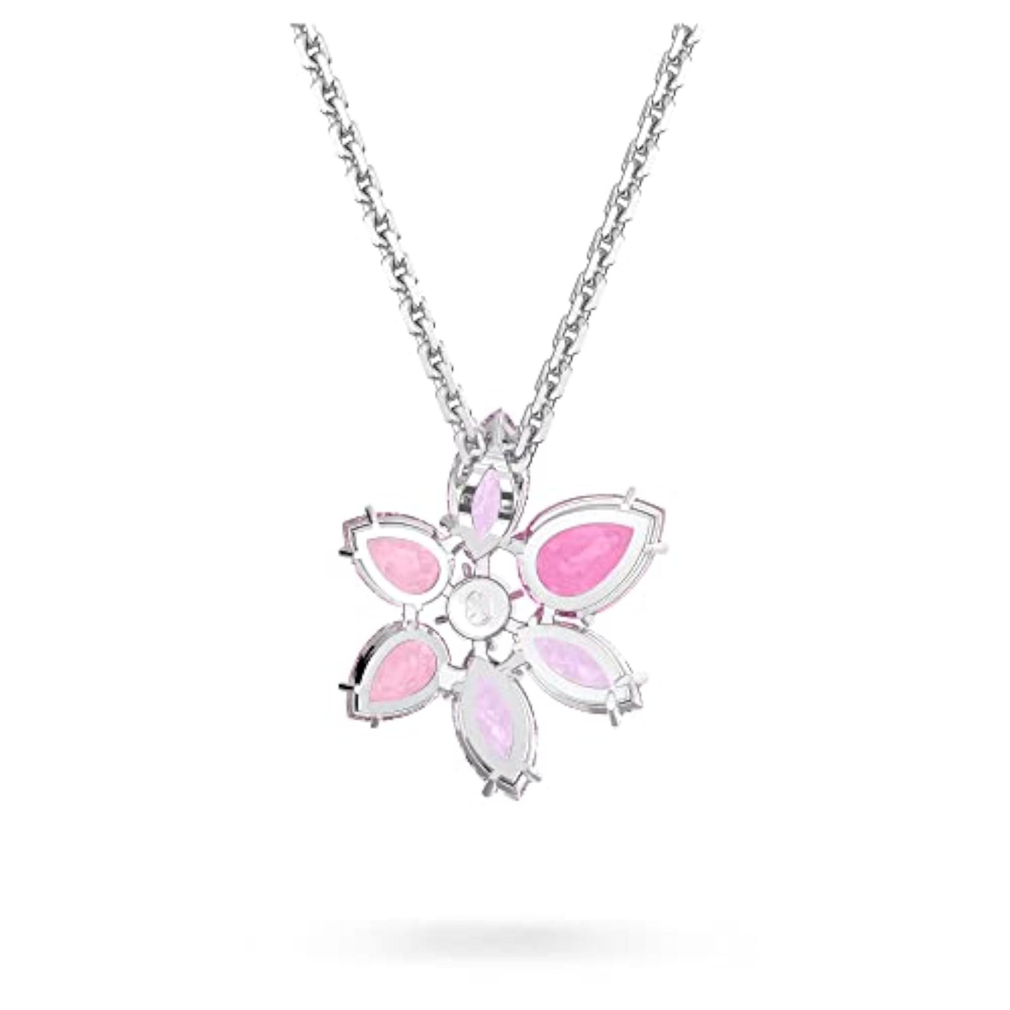 Women's Rhodium Plated Mixed Cuts Flower Pendant, Elegant Gift