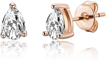Rose Gold Plated Pear Earrings Created with Zircondia® Crystals