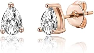 Rose Gold Plated Pear Earrings Created with Zircondia® Crystals